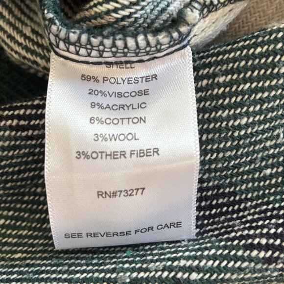 Green & White Plaid Button-Down Oversized Shirt Jacket By So Womens Size S Made - Picture 8 of 9